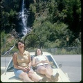 Sheila and Bobbi w 1966 Corvair going to Denver stopped for lunch