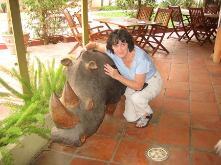 Joanne with rhino at vondelhof